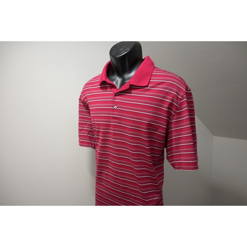 Nike Tiger Woods Golf Polo Dri Fit Striped Short Sleeve Athletic Mens Size XL